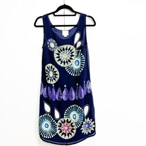 Anthropologie Maeve Navy Sleeveless Sequins Dress Size Small